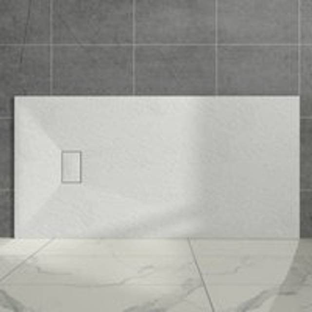 Aquariss - White Rectangular Shower Tray Slate Effect smc Slip-Resistant Shower Base for Enclosures 1700x900mm with Waste