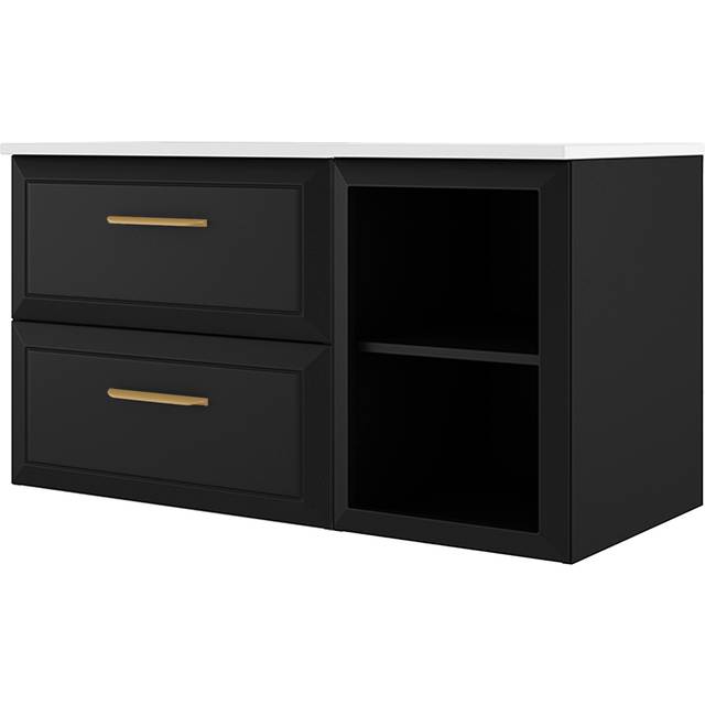 Tvättställsskåp Gold Tandem Svart Matt 60+40 cm med Handfat Vit Blank