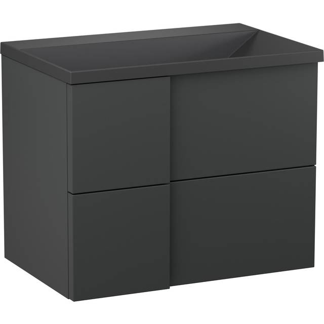 Tvättställsskåp Esquina Svart Matt 70 cm med Handfat Svart Matt