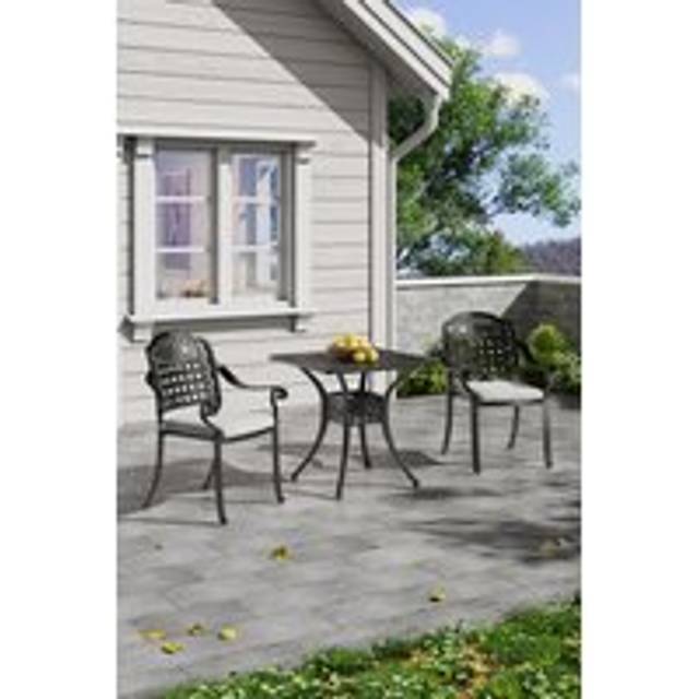Black 2-Seater Cast Aluminum Garden Dining Set - One Size