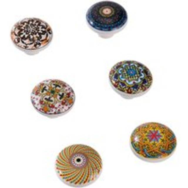 Living And Home 6Pcs Bohemian Style Mixed Color Ceramic Cabinet Drawer Knobs Furniture Accessories For Dresser, Drawer, Cabinet In Yellow - One Size