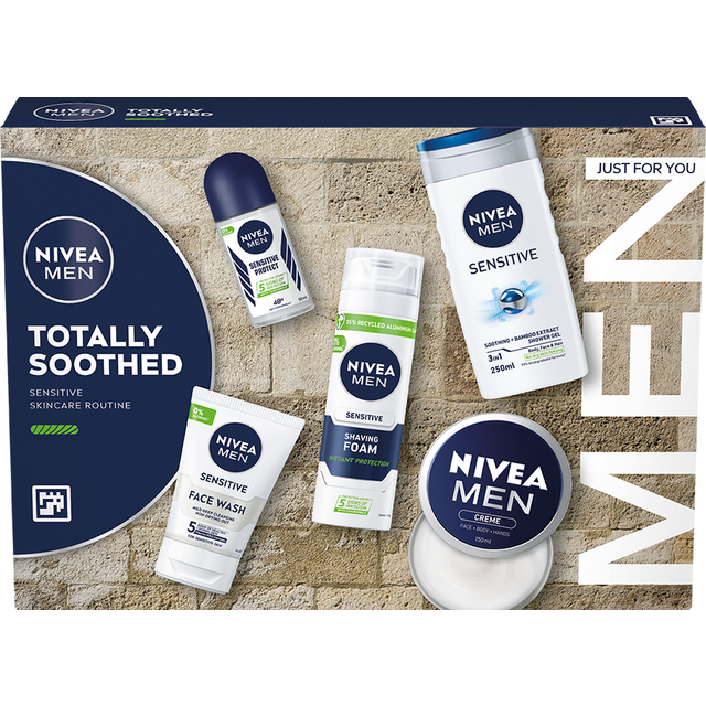 Nivea Men Totally Soothed Sensitive Skincare Routine Set.