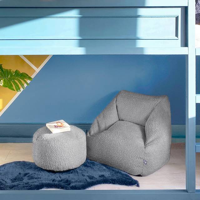 rucomfy Kids Snuggle Bean Bag Chair And Footstool  - Grey