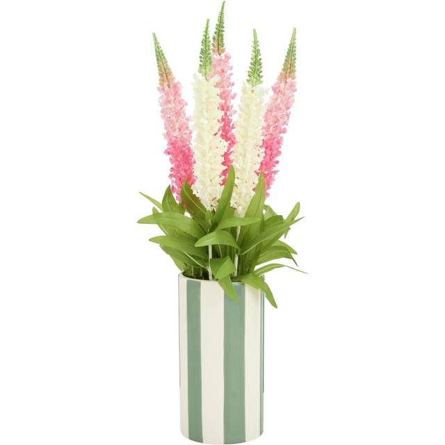 Argos Home Artificial Pink & Green Stocks in Ceramic Vase