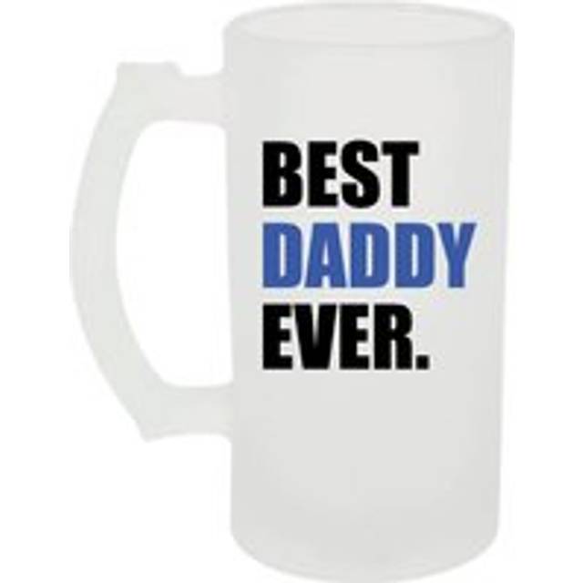 Frosted Beer Stein Best Daddy Ever Glass Blue - White - One Size