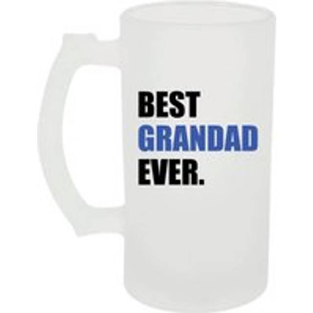 Frosted Beer Stein Best Grandad Ever Glass Blue - White - One Size