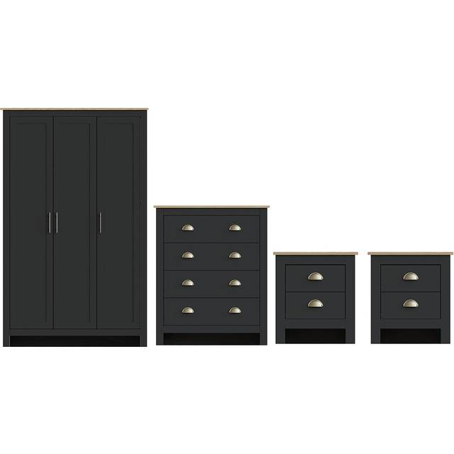 Lancaster 4 Piece Bedroom Set - Black - One Size
