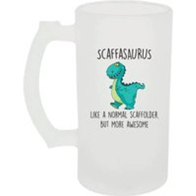 Frosted Beer Stein Scaffasaurus Like A Normal Scaffolder, But More Awesome Glass - White - One Size