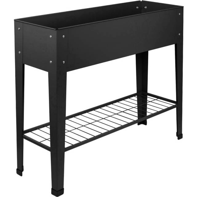 Harbour Housewares Elevated Raised Garden Bed w/ Legs & Storage Shelf - Anthracite, Black