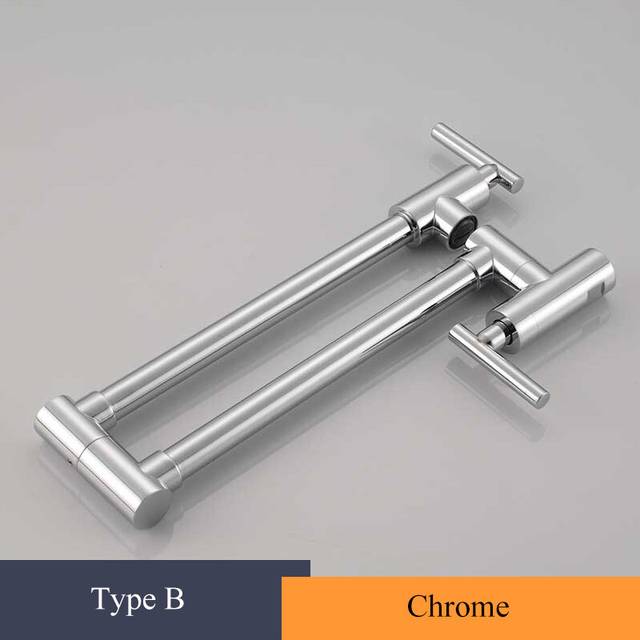 (Chrome B) Brushed Gold Kitchen Faucet Wall Mount Bathroom Basin Faucet Cold Water