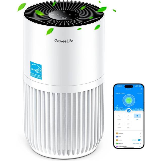 Mini Air Purifier for Bedroom, HEPA Smart Filter Air Purifier with App Alexa Control for Pet Hair, Odors, Pollen, Smoke, Portable Air Cleaner with 3