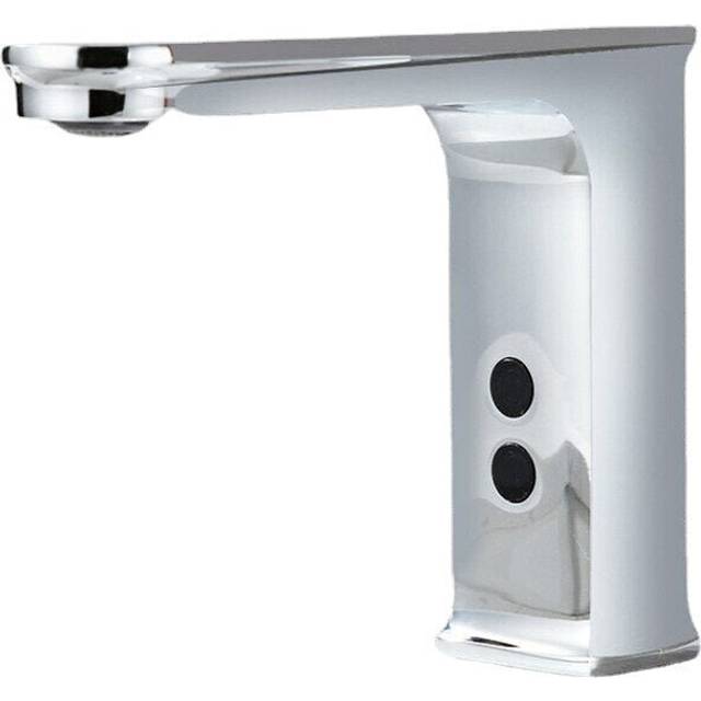 (AC & DC - Single Cold, 4 Pcs) Automatic Infrared Sink Faucet Touchless Free Sensor Handfree Water Saving Inductive Electric Hot Cold Basin