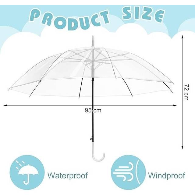 Transparent 80Cm Umbrella Assorted Coloured Tip And Handle