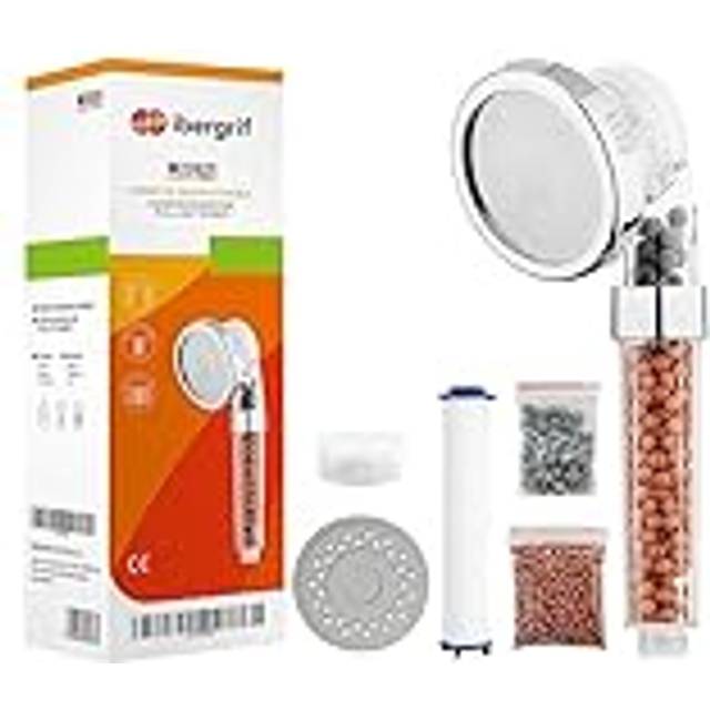 M22025 Shower Head, High Pressure 3 Modes Filter Shower Head, Universal Hard Water Softener Shower Head with Extra Replaceable Accessories
