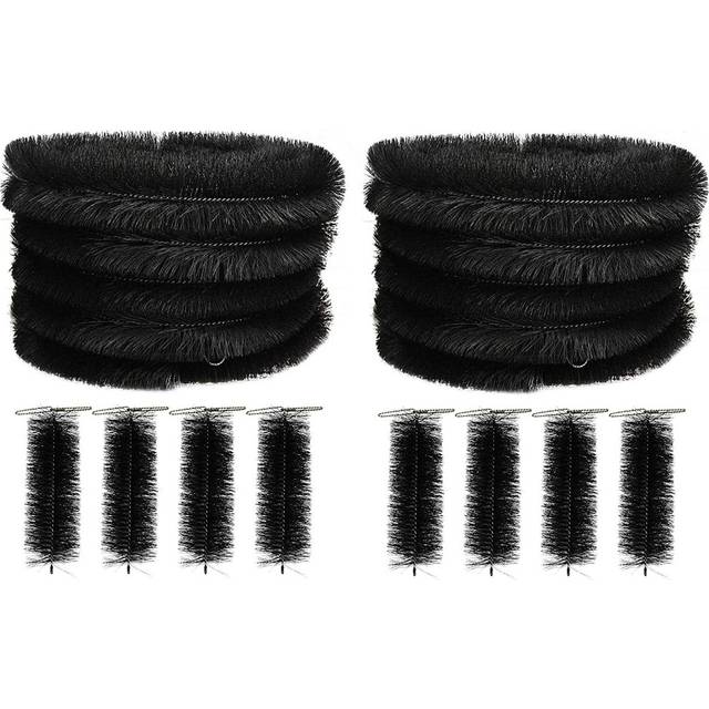 40m Black Gutter Brush Leaf & Moss Guard with Set of 8 Drain Guard Plugs