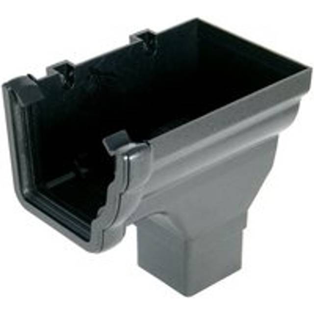 FloPlast Ogee Gutter Stopend Outlet Right Hand - 110mm x 80mm Cast Iron Effect