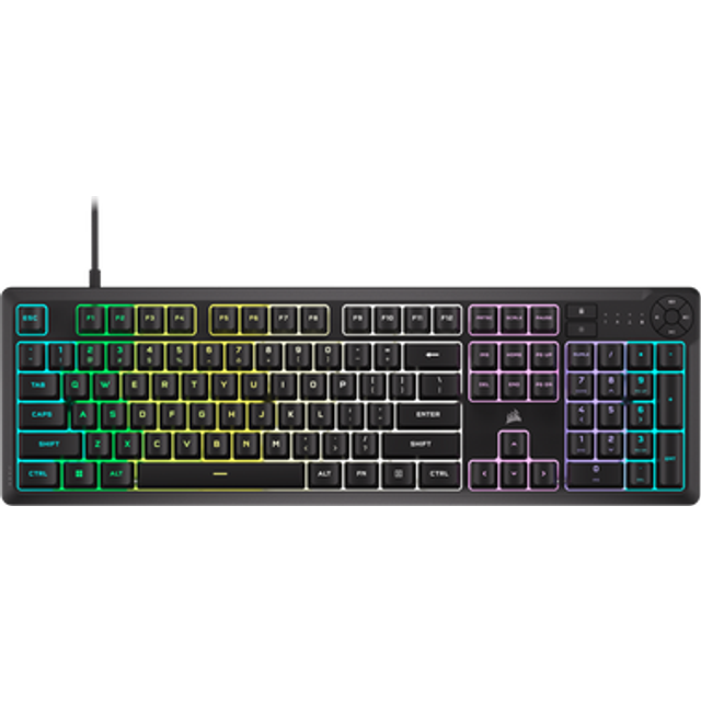 CORSAIR K55 CORE RGB membran trådbundet Gamingtangentbord – tysta, responsiva omkopplare – spillbeständig RGB med tio zoner – mediatangenter – iCUE Kompatibel – QWERTY NA – PC, Mac – svart