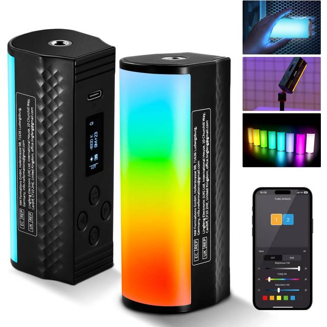 NEEWER 10cm Pro Stick Light Magnetic APP with DMX Groups Handheld Full RGB Photography Light LED Video Light Light Wand 3200mAh Battery Dimmable CRI