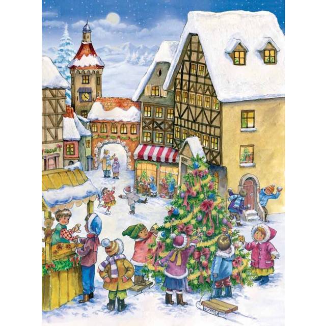 Boston International Christmas Advent Calendar  10 x 14Inches  Village Scene