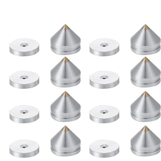 8 Set Speaker Stand Feet Foot Pad Spikes Cone Floor Nail Silver