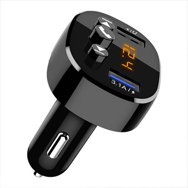 FM Transmitter Handsfree Car Bluetooth 5.0 MP3 Player Wireless Aux Audio Receiver FM Modulator Dual USB Fast Charger Car Kit