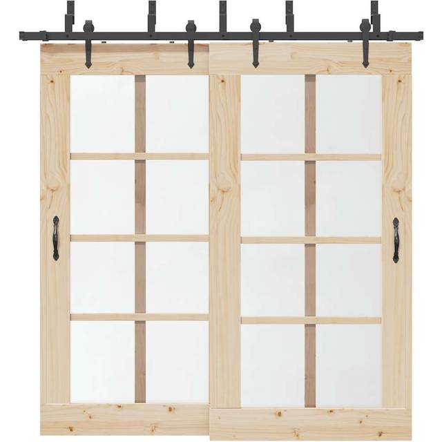 vidaXL Sliding Door Hardware Kit 213,5 cm Steel Black