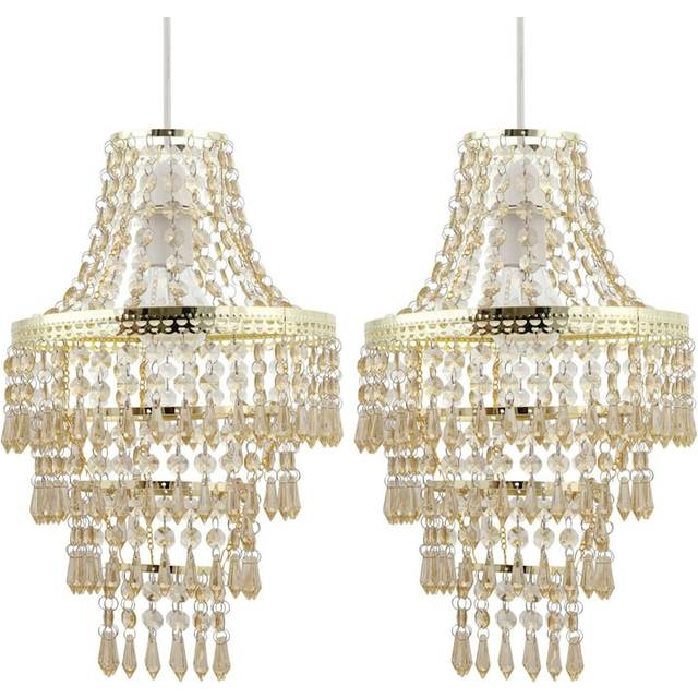 Set of 2 Gold Tiered Chandelier Style Light Shades