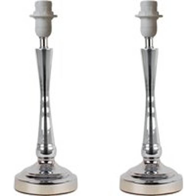 Set of 2 Chrome Stick Table Lamp Bases with Stem Detail