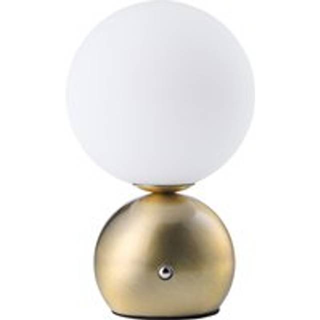 Antique Brass Rechargeable Touch Dimmable Table Lamp with Frosted Globe Shade - Metallic Gold - One Size