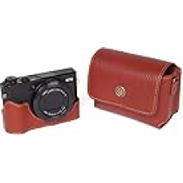 Real leather full camera case bag pouch for canon g7x mark iii ii m3 m2 brown