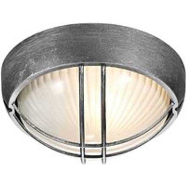 Black/Silver Die Cast Aluminium Outdoor Circular Bulkhead Porch or Wall Light, Black