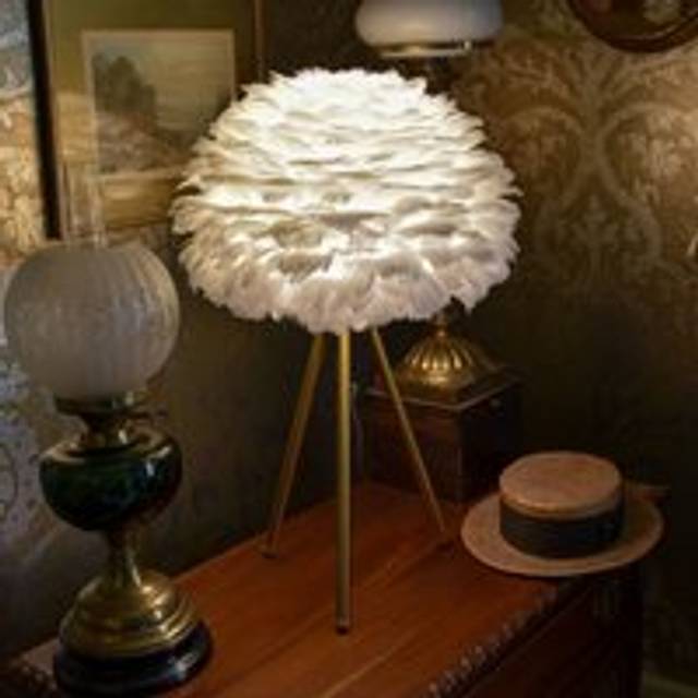 Glamorous Brushed Brass Tripod Table Lamp - White - One Size