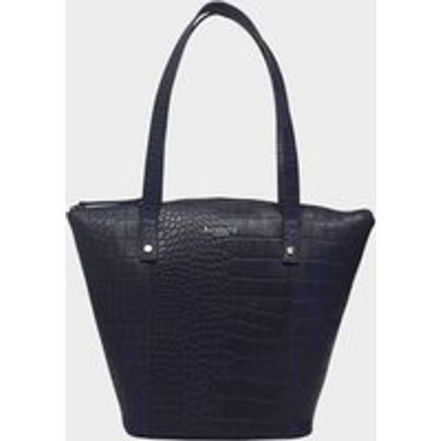 'MELANIE' Croc Real Leather Unlined Bucket Bag - Navy - One Size
