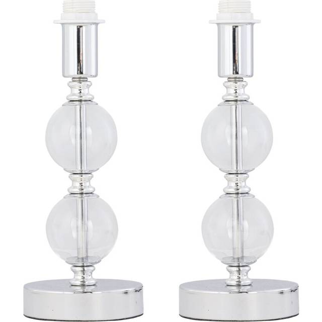 Set of 2 Chrome Two Ball Stick Table Lamp Bases Only