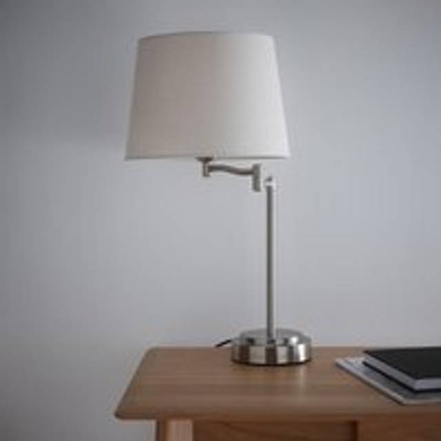 Chancery Brushed Silver Swing Arm Table Lamp - One Size