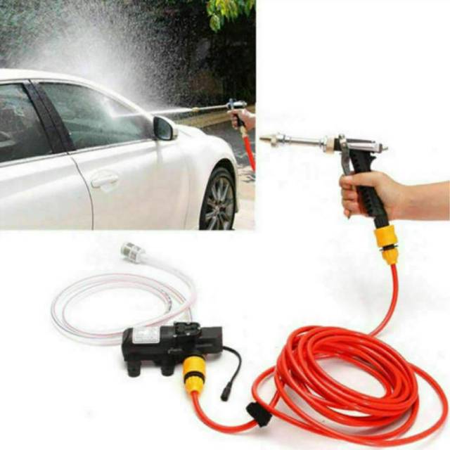 MASO 60W 12V 8.5L/min Portable High Pressure Washer Spray Gun, Car Electric Water Cleaner Wash Pump +Jet Wash Cleaner Hose Kit, for Car Home