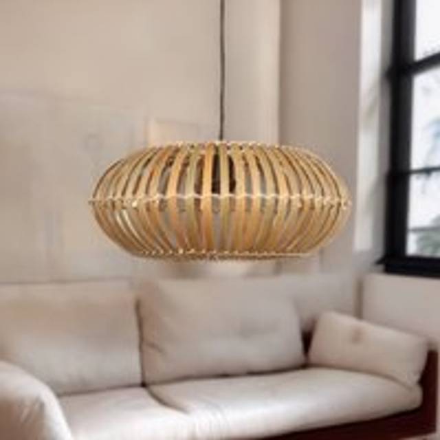 Bamboo Natural Boho Scandi Ceiling Light Pendant Shade - Brown - One Size