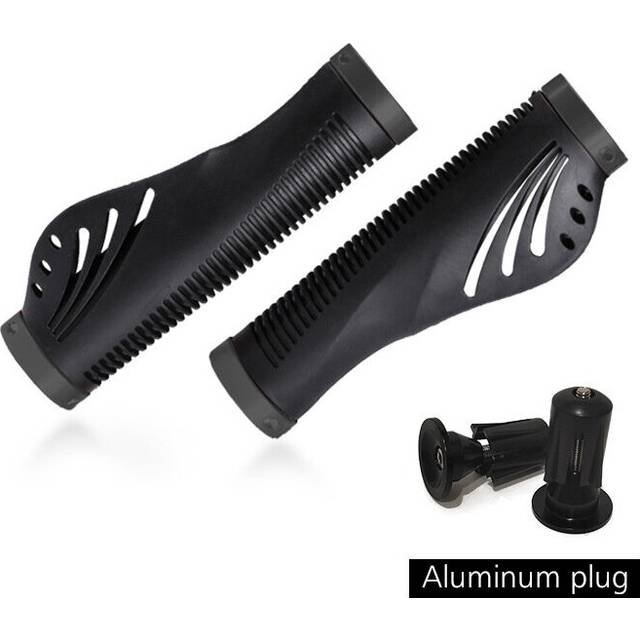(a-Black-1) Bicycle Grip Handlebar End Cap Aluminium Alloy Lock Mountain Handle Bar Grip Bike Anti-Skid Rubber Bicycle Skid-Proof BMX Grips
