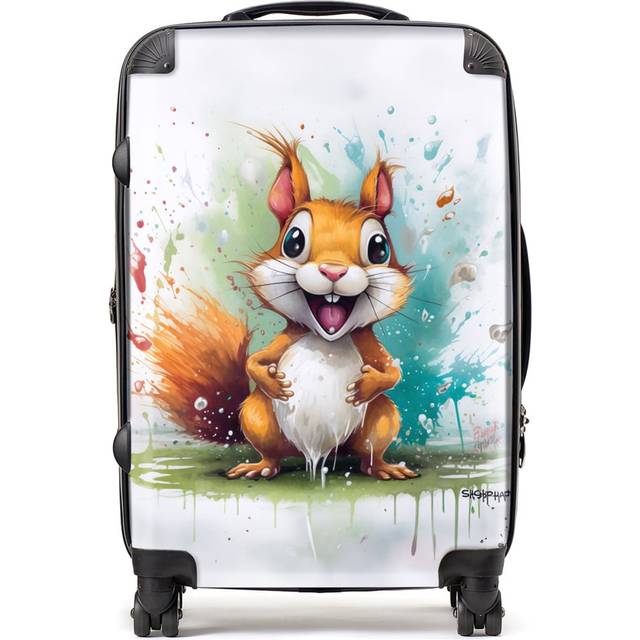 Warren Reed - Designer Happy Splashart Squirrel Suitcase Medium, Multi