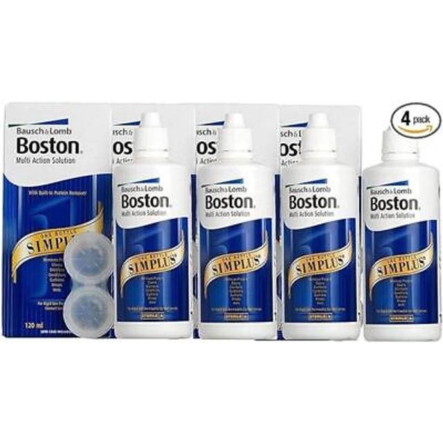 Boston Simplus Multi Action Solution 4 X 120ml - for Rigid Gas Permeable (RGP) Contact Lenses - Clean, Disinfect, Remove Protein, Condition,