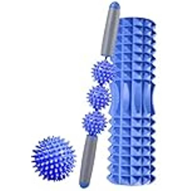 Rull, Boll och Massagestångspaket. Foam Roller för Muskelterapi och Massage. Pilates och Yoga Roller, Bar och Ball. Fitness Foam Roller. Skumcylinder för Smärtlindring och Träning. 45 cm
