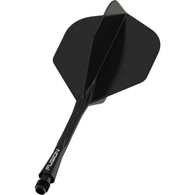 Winmau Fusion Solid Black Medium Intergrated Dart Flight and Shaft System - 1 Set per Pack (3 Flights and shafts in Total)