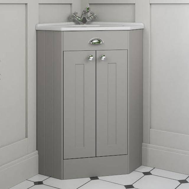 Park Lane Oxford Grey Traditional Corner Vanity Unit with Basin - 580mm - Double Doors
