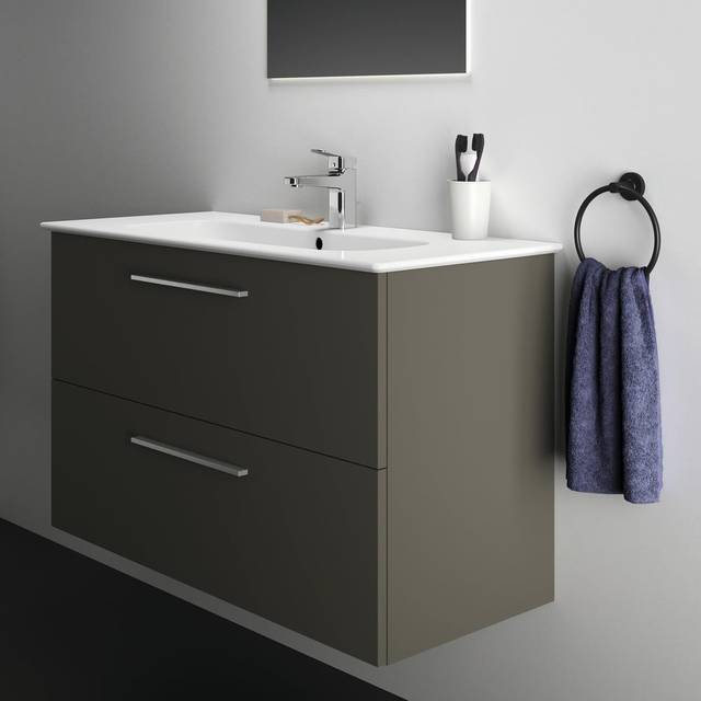 Ideal Standard i.life A Quartz Grey Matt Wall Hung Vanity Unit 100cm W