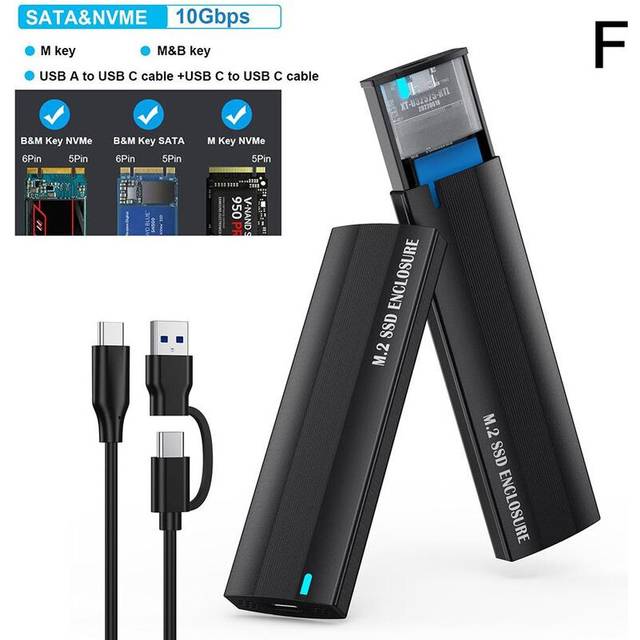 (F) Aluminum M.2 To USB NVMe SATA SSD Enclosure Reader Solid State Drive Enclosure USB3.1 TypeC M2 SSD Box Gen2 10Gbps For PC Laptop