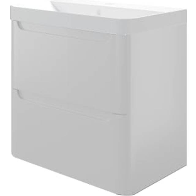 Wickes Malmo Gloss White Wall HUng J Pull Compact Vanity Unit & Basin - 500 x 350mm