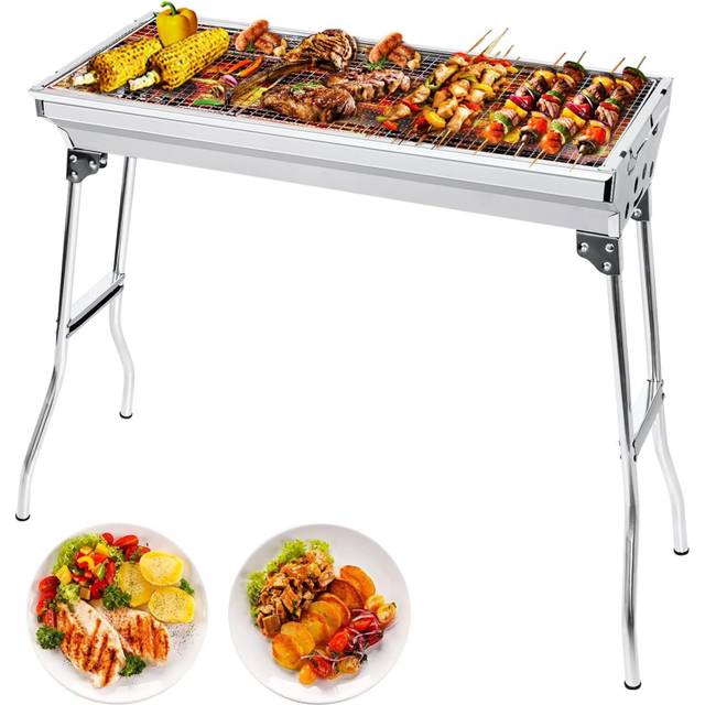 AgM charcoal Barbecue, 680x320x730 mm  Large Foldable BBQ grill  Thick Stainless Steel  for Picnic, Travel, garden, camping