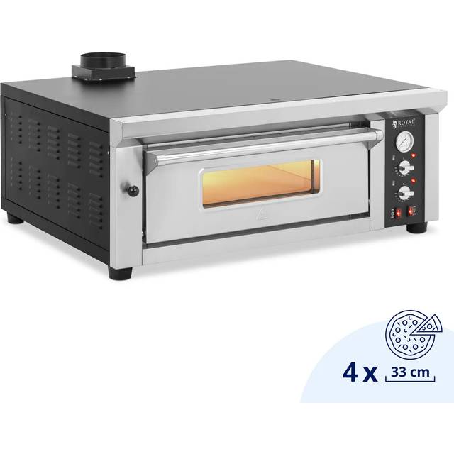 Electric Pizza Oven - 4 x 33 cm - 1 chamber - 4200 W - fireclay brick - Royal Catering RCPO-1005-N