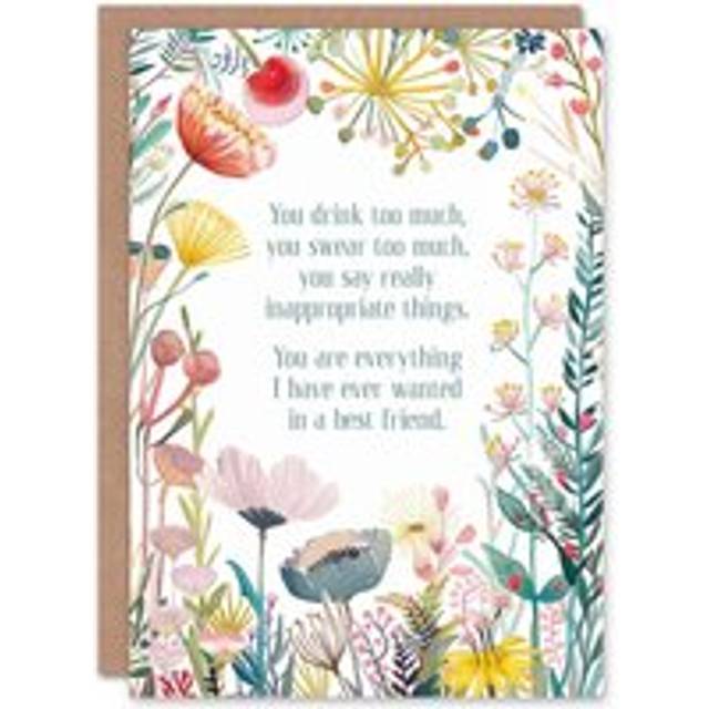 Greeting card happy flowers everything i want in best friend birthday
