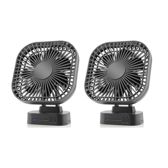2X Desktop Mini Rechargeable USB Fan with Timer Foldable 3 Speed 7 Leaf Portable Quiet for Office Outdoor Camping